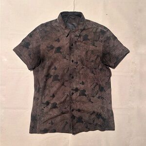 All Saints Black and Olive Suede Shirt